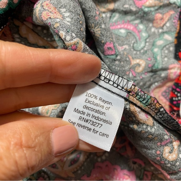 Croft & Barrow Blouse Woman’s 3Extra Large Tiered Floral Long Sleeve Top Red - Picture 9 of 10